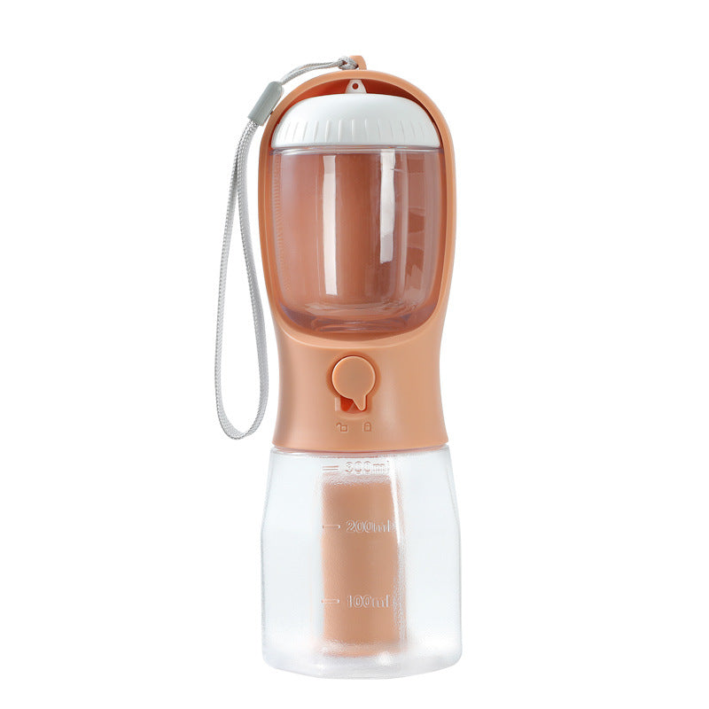 3-in-1 Portable Dog Water Bottle Cup – Drinking, Food & Waste Bag Dispenser for Pets