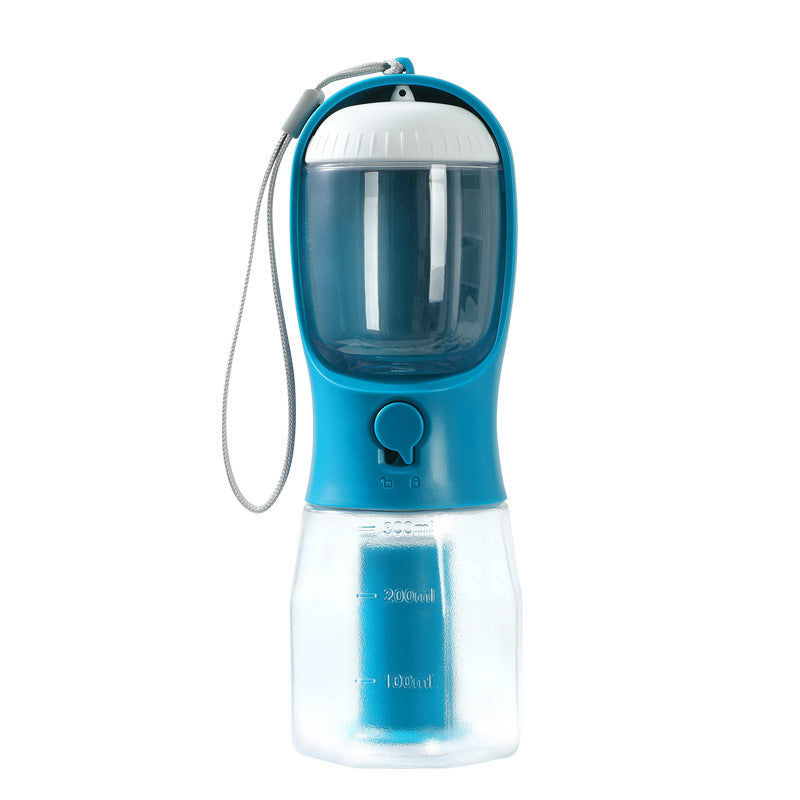 3-in-1 Portable Dog Water Bottle Cup – Drinking, Food & Waste Bag Dispenser for Pets