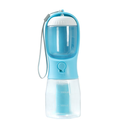 3-in-1 Portable Dog Water Bottle Cup – Drinking, Food & Waste Bag Dispenser for Pets