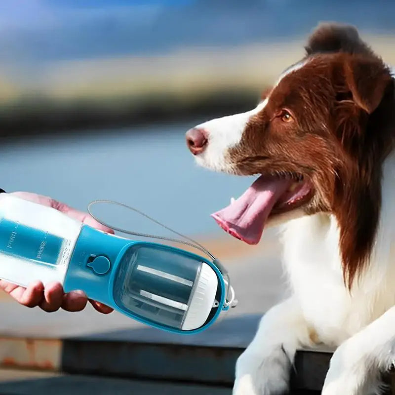 3-in-1 Portable Dog Water Bottle Cup – Drinking, Food & Waste Bag Dispenser for Pets