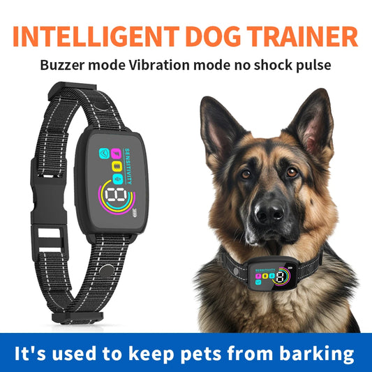 Anti-Barking Dog Collar with HD Digital Display – Rechargeable Bark Stopper, IP67 Waterproof