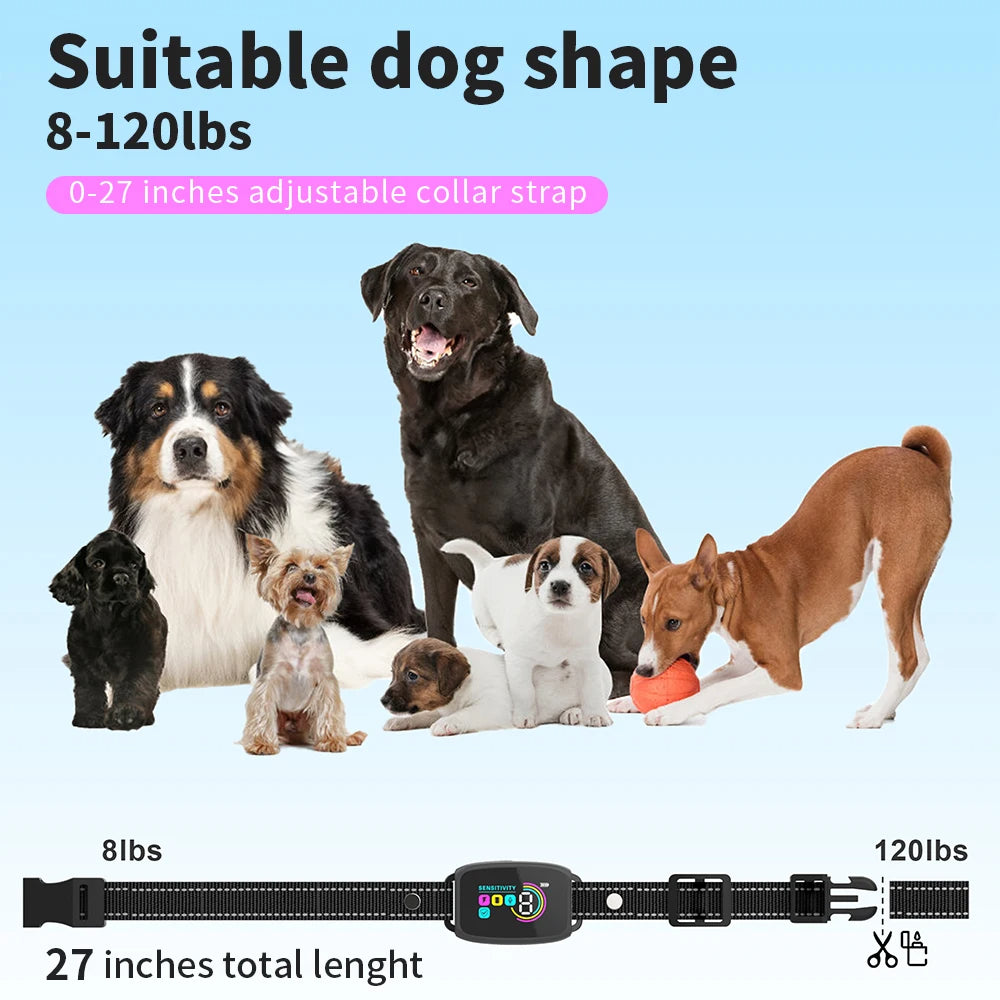 Anti-Barking Dog Collar with HD Digital Display – Rechargeable Bark Stopper, IP67 Waterproof