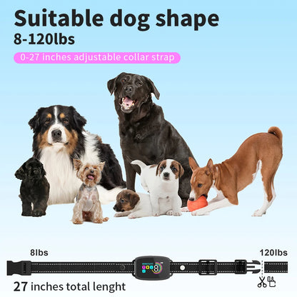 Anti-Barking Dog Collar with HD Digital Display – Rechargeable Bark Stopper, IP67 Waterproof