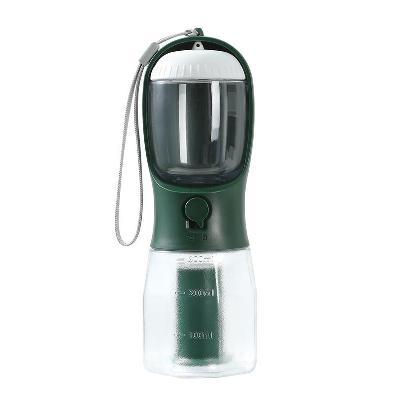 3-in-1 Portable Dog Water Bottle Cup – Drinking, Food & Waste Bag Dispenser for Pets