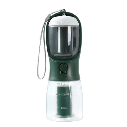 3-in-1 Portable Dog Water Bottle Cup – Drinking, Food & Waste Bag Dispenser for Pets