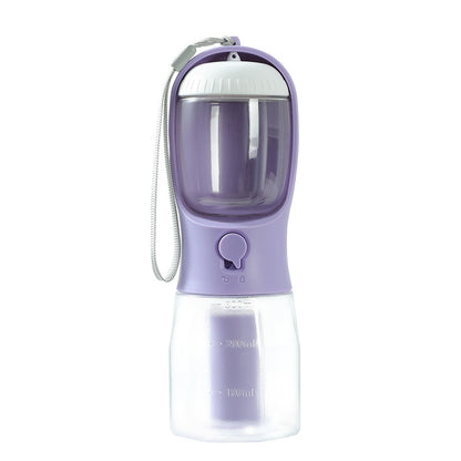3-in-1 Portable Dog Water Bottle Cup – Drinking, Food & Waste Bag Dispenser for Pets