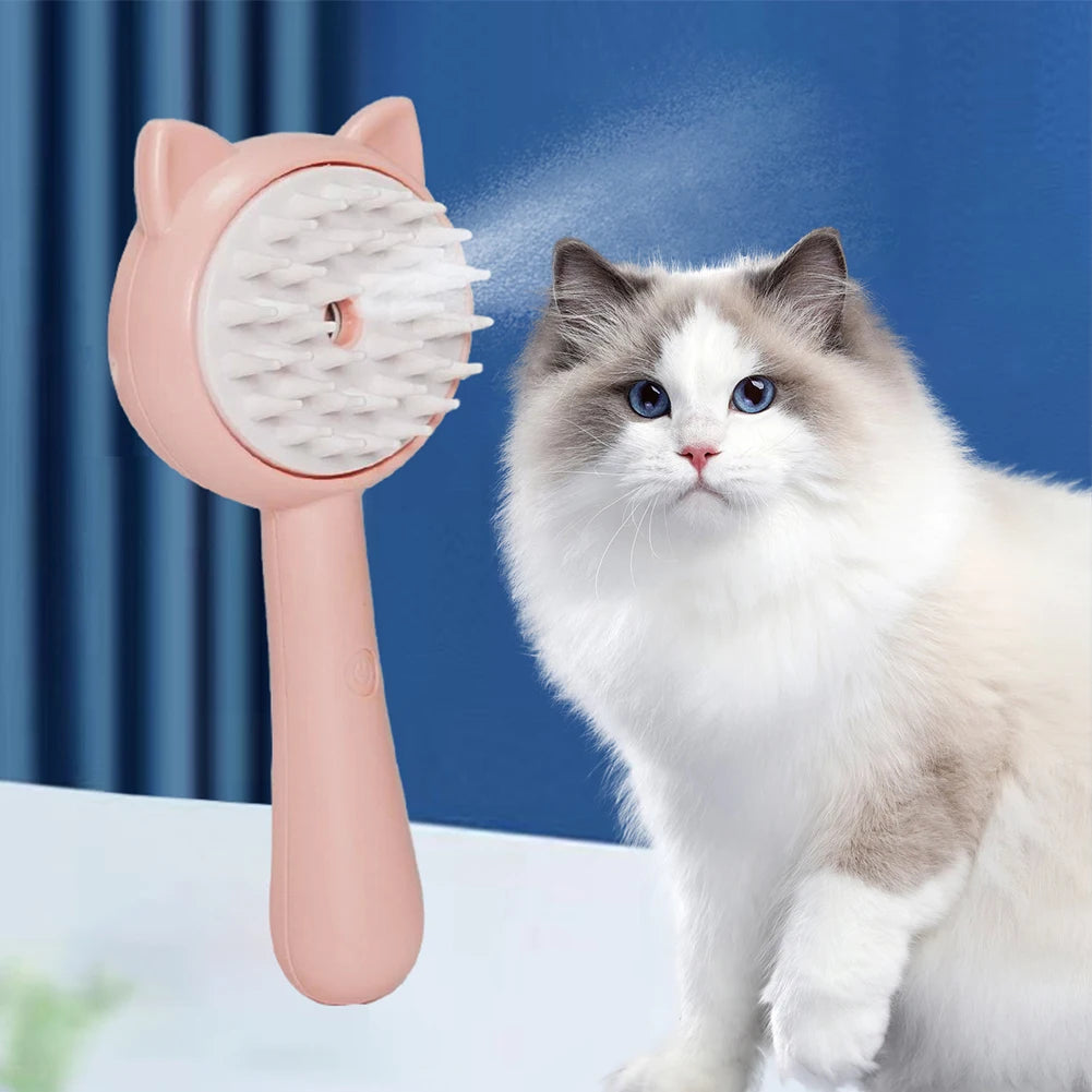 Multifunctional Pet Grooming Brush with Mist – Rechargeable Self-Cleaning Slicker for Cats & Dogs