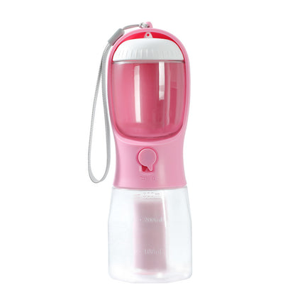 3-in-1 Portable Dog Water Bottle Cup – Drinking, Food & Waste Bag Dispenser for Pets