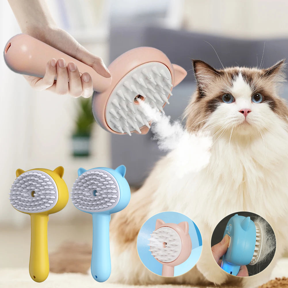 Multifunctional Pet Grooming Brush with Mist – Rechargeable Self-Cleaning Slicker for Cats & Dogs