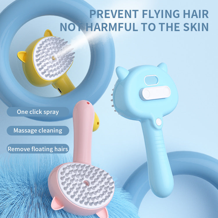 Multifunctional Pet Grooming Brush with Mist – Rechargeable Self-Cleaning Slicker for Cats & Dogs